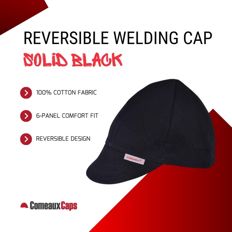 Comeaux Caps Reversible Welding Cap Solid Black 7 1/8 - Image 2